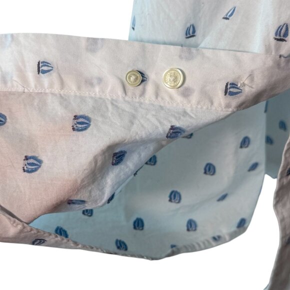 Brooks Brothers Mens 4XL White Button-Up Shirt W/ Blue Sailboat Print All Cotton - Picture 3 of 4